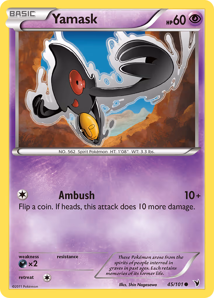 Yamask 45/101 Pokemon card