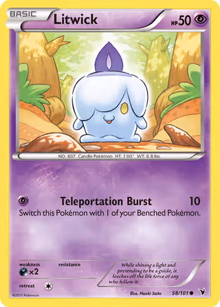 Litwick 58/101 Pokemon card