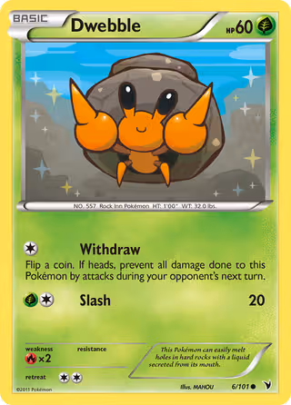 Dwebble 6/101 Pokemon card