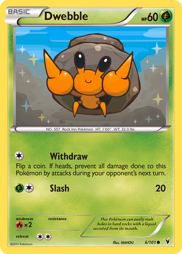 Dwebble 6/101 Pokemon card