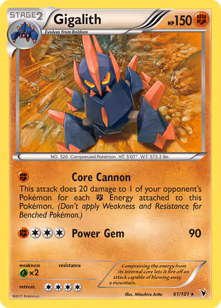 Gigalith 61/101 Pokemon card