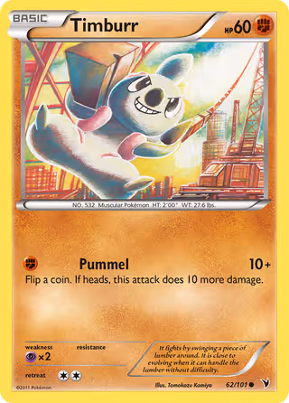 Timburr 62/101 Pokemon card