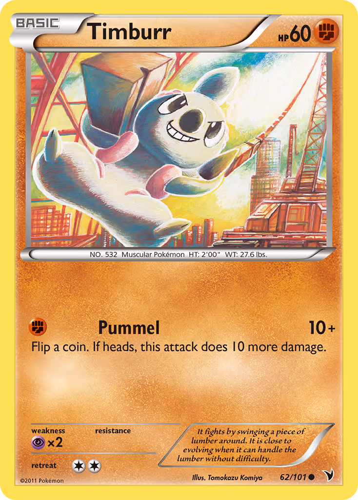 Timburr 62/101 Pokemon card