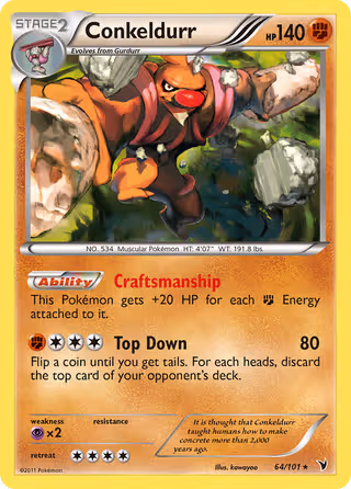 Conkeldurr 64/101 Pokemon card
