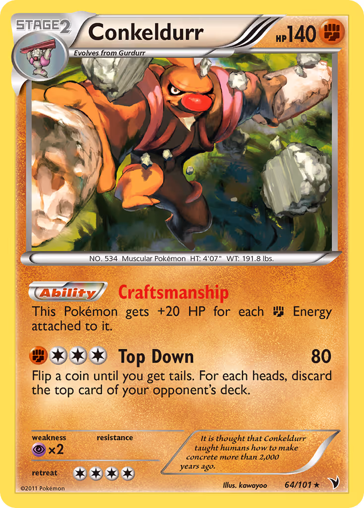 Conkeldurr 64/101 Pokemon card