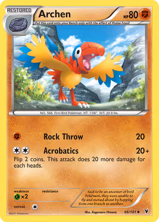 Archen 66/101 Pokemon card