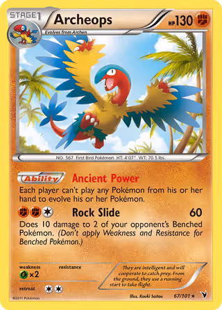 Archeops 67/101 Pokemon card