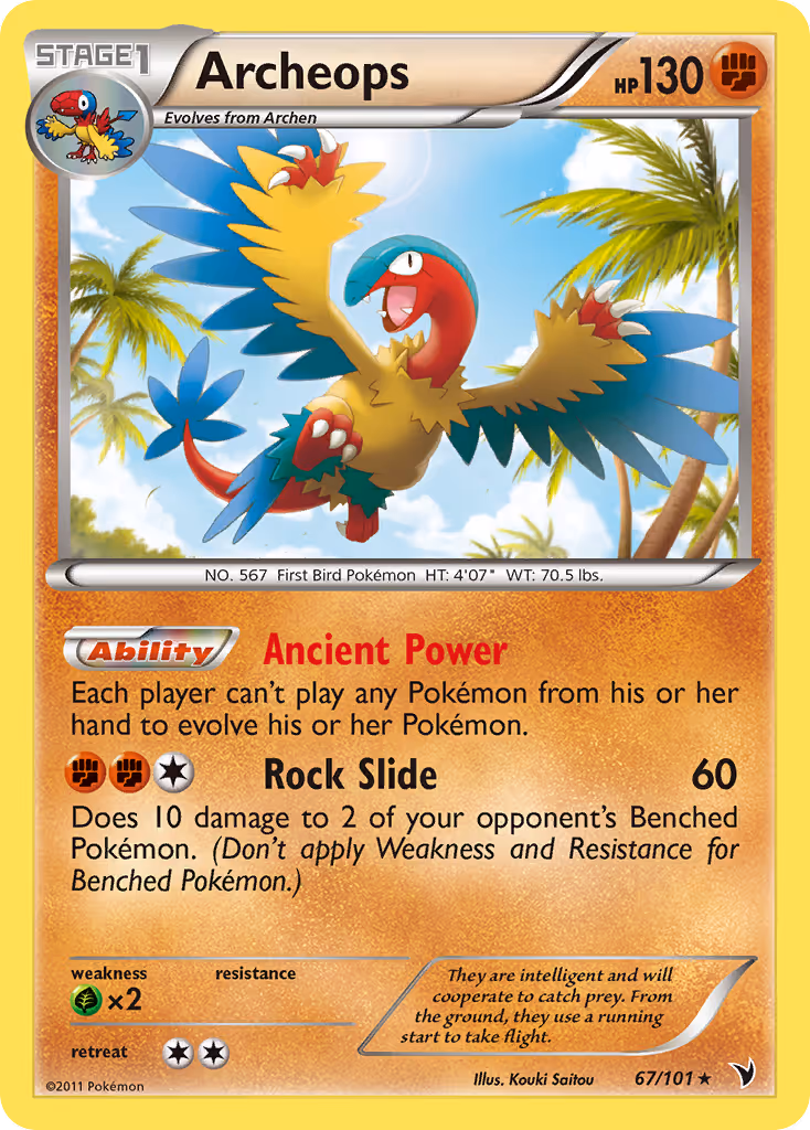 Archeops 67/101 Pokemon card