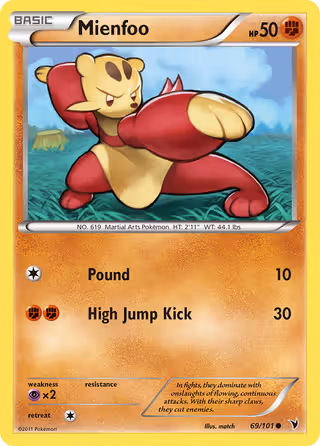 Mienfoo 69/101 Pokemon card