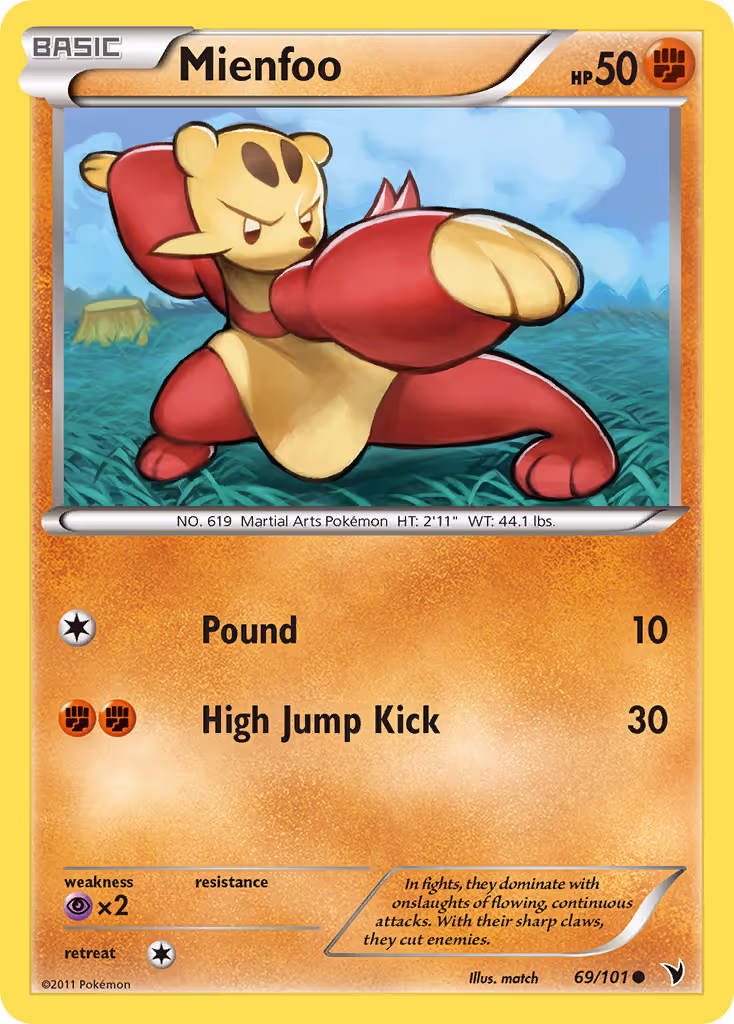 Mienfoo 69/101 Pokemon card