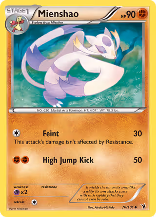 Mienshao 70/101 Pokemon card