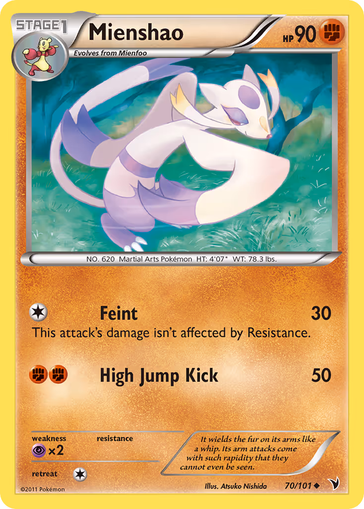 Mienshao 70/101 Pokemon card