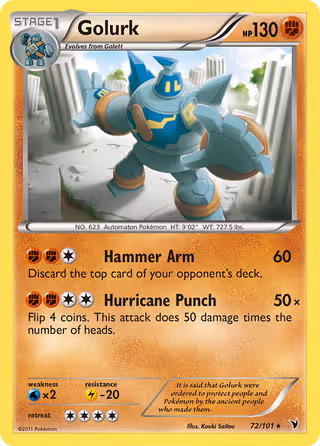 Golurk 72/101 Pokemon card