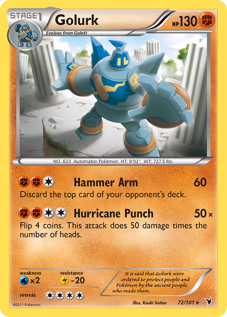 Golurk 72/101 Pokemon card