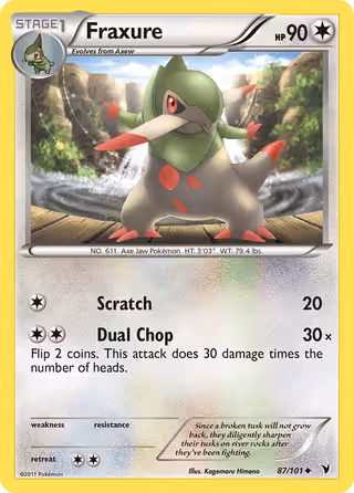 Fraxure 87/101 Pokemon card