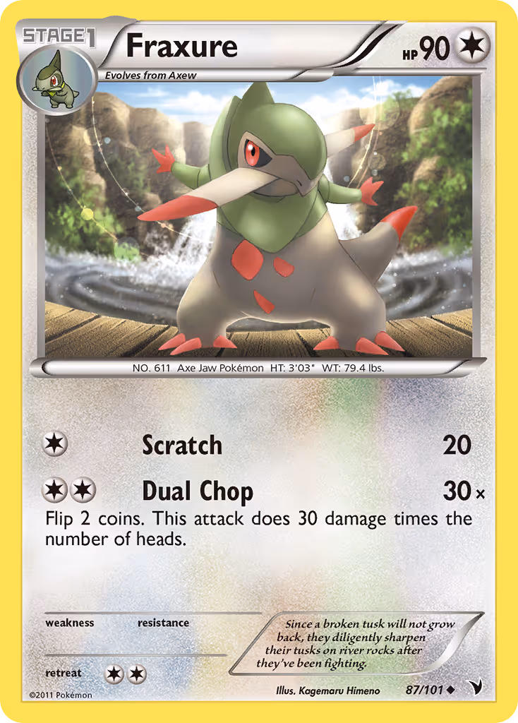 Fraxure 87/101 Pokemon card