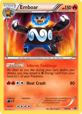 Emboar 100/99 Pokemon card