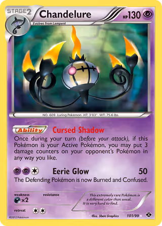 Chandelure 101/99 Pokemon card
