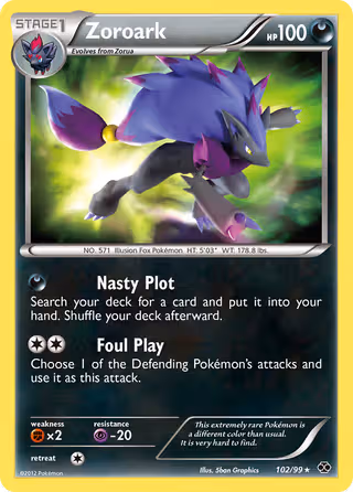Zoroark 102/99 Pokemon card