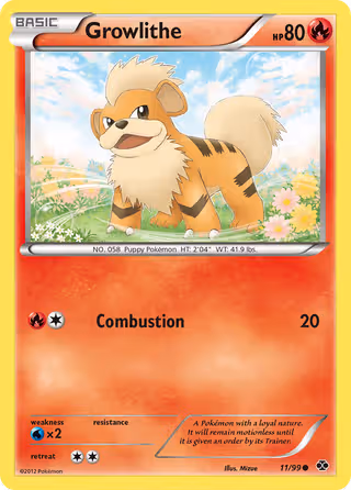 Growlithe 11/99 Pokemon card