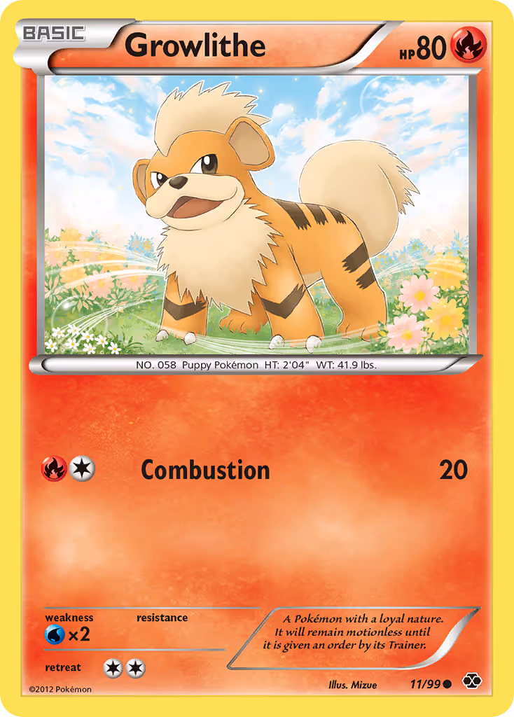 Growlithe 11/99 Pokemon card