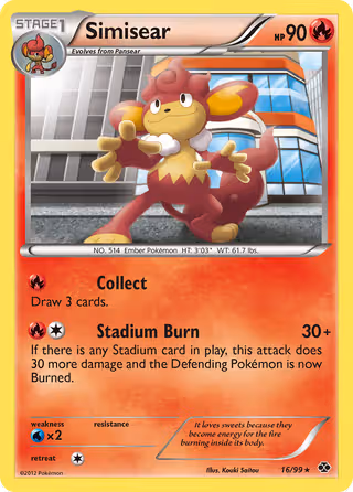 Simisear 16/99 Pokemon card