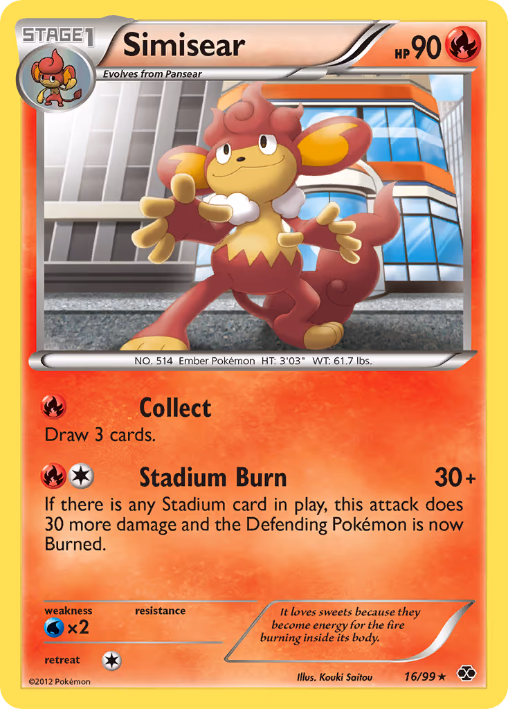 Simisear 16/99 Pokemon card