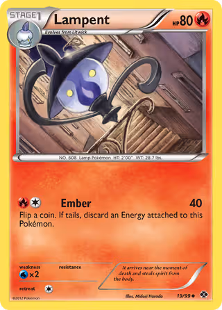 Lampent 19/99 Pokemon card