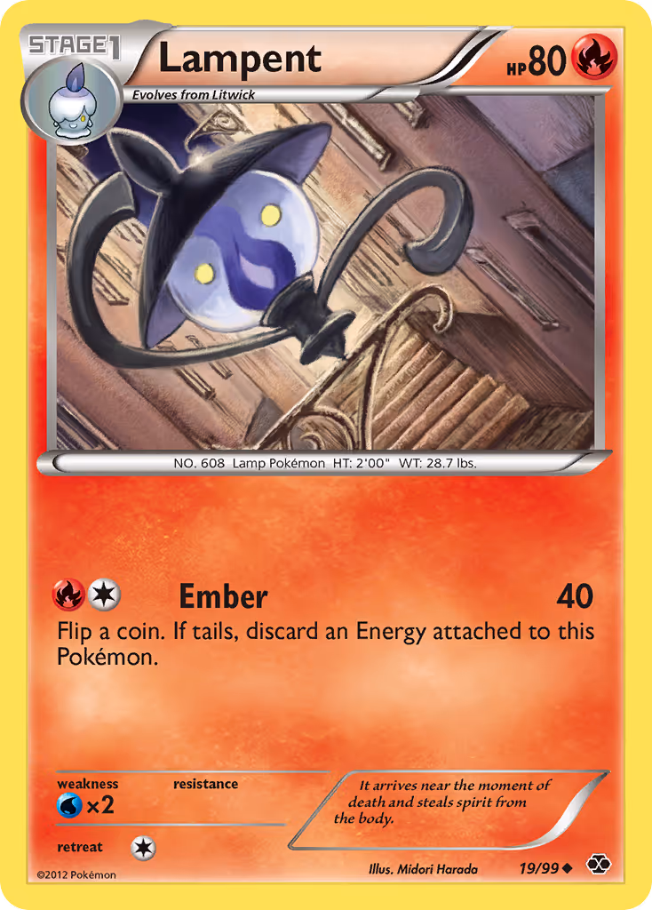 Lampent 19/99 Pokemon card
