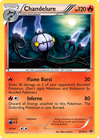 Chandelure 20/99 Pokemon card