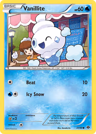 Vanillite 31/99 Pokemon card