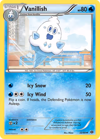 Vanillish 32/99 Pokemon card
