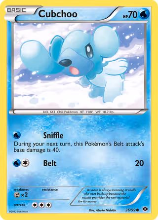 Cubchoo 36/99 Pokemon card