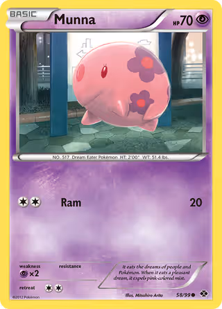 Munna 58/99 Pokemon card
