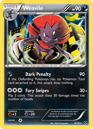 Weavile 70/99 Pokemon card