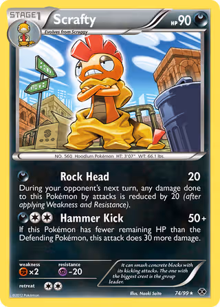 Scrafty 74/99 Pokemon card