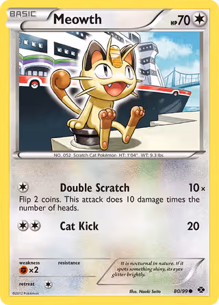Meowth 80/99 Pokemon card