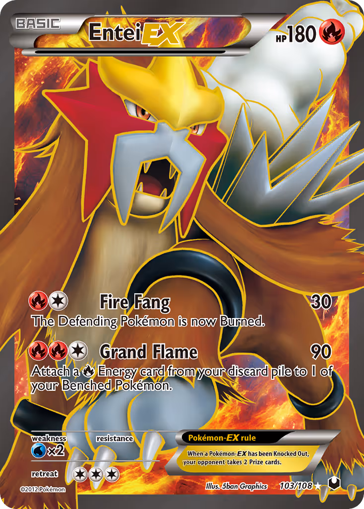 Entei-EX 103/108 Pokemon card