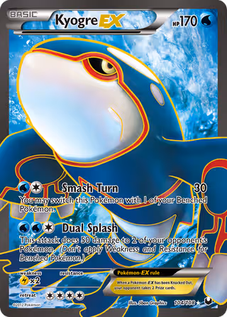 Kyogre-EX 104/108 Pokemon card