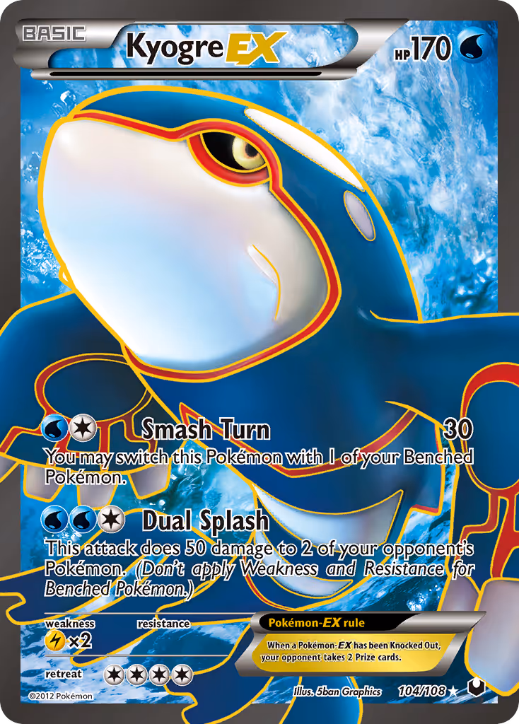 Kyogre-EX 104/108 Pokemon card