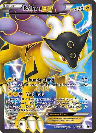 Raikou-EX 105/108 Pokemon card