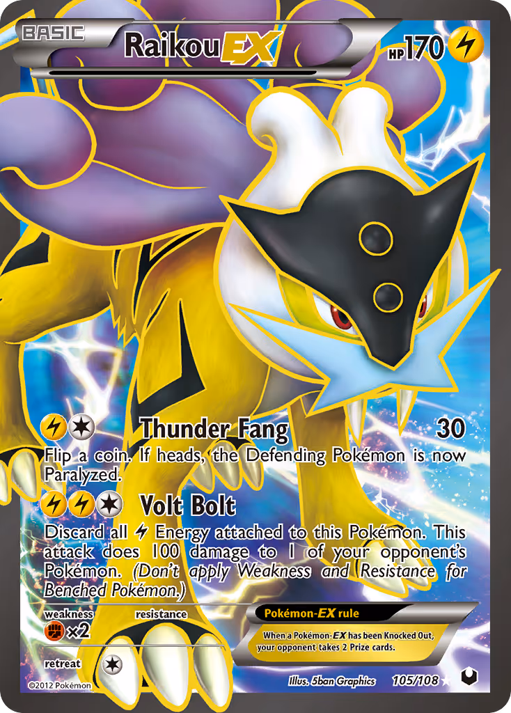 Raikou-EX 105/108 Pokemon card