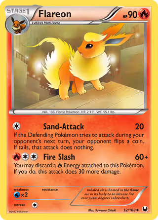 Flareon 12/108 Pokemon card