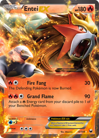 Entei-EX 13/108 Pokemon card