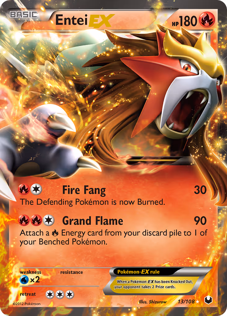 Entei-EX 13/108 Pokemon card