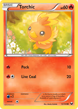 Torchic 15/108 Pokemon card