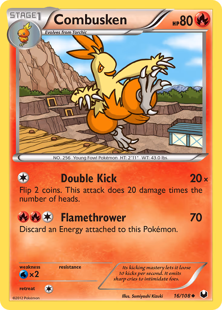 Combusken 16/108 Pokemon card