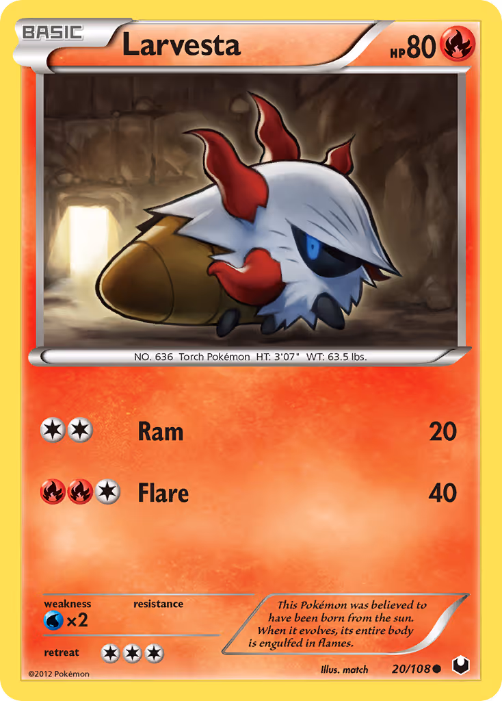 Larvesta 20/108 Pokemon card