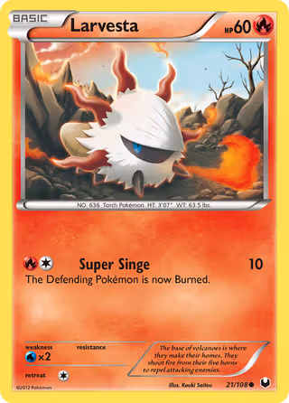 Larvesta 21/108 Pokemon card