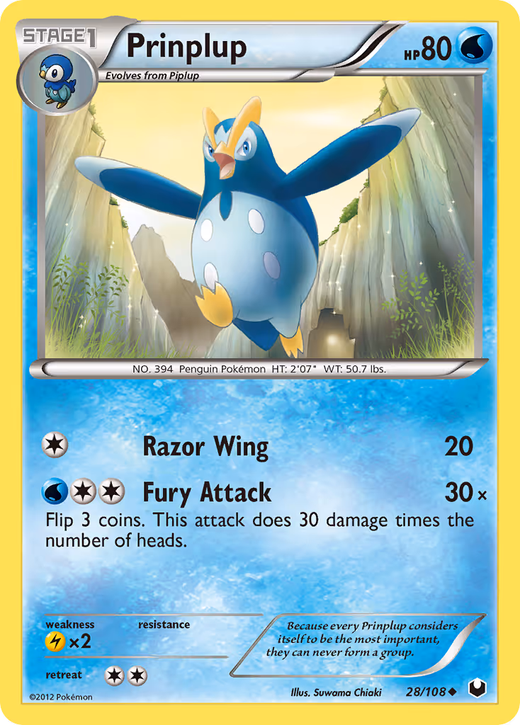 Prinplup 28/108 Pokemon card